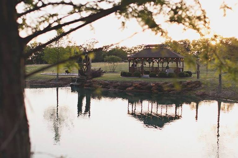The beautiful pond and gazebo