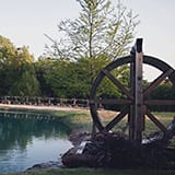 Water Wheel on the pond at The Barn at Cypress Ridge